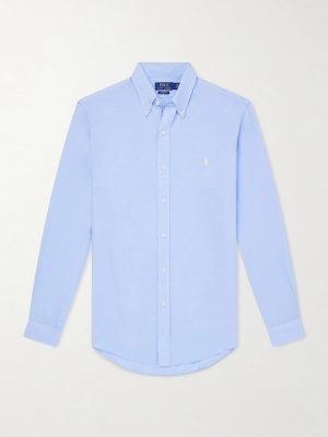 Button-Down Collar Logo-Embroidered Linen Shirt Button-Down Collar Logo-Embroidered Linen Shirt