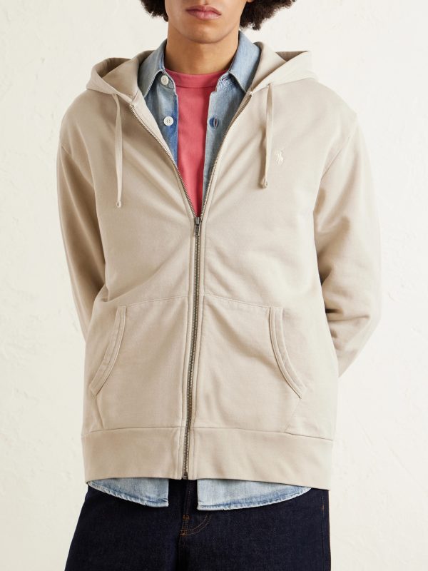 Logo-Embroidered Cotton-Jersey Zip-Up Hoodie - FR Logo-Embroidered Cotton-Jersey Zip-Up Hoodie - FR