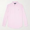 Button-Down Collar Logo-Embroidered Striped Cotton Shirt Button-Down Collar Logo-Embroidered Striped Cotton Shirt