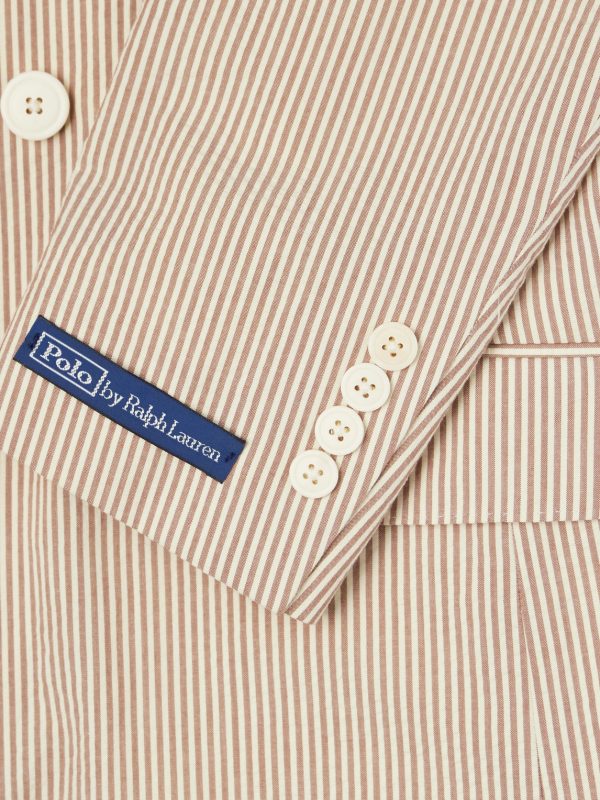 Double-Breasted Striped Cotton Suit Jacket - E1
