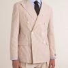 Double-Breasted Striped Cotton Suit Jacket - FR
