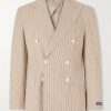 Double-Breasted Striped Cotton Suit Jacket