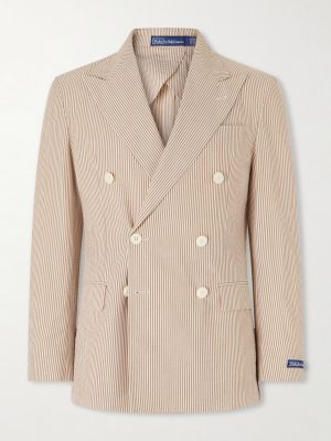 Double-Breasted Striped Cotton Suit Jacket Double-Breasted Striped Cotton Suit Jacket