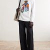 Polo Bear-Embroidered Bead-Embellished Knitted Cotton Sweater - OU Polo Bear-Embroidered Bead-Embellished Knitted Cotton Sweater - OU
