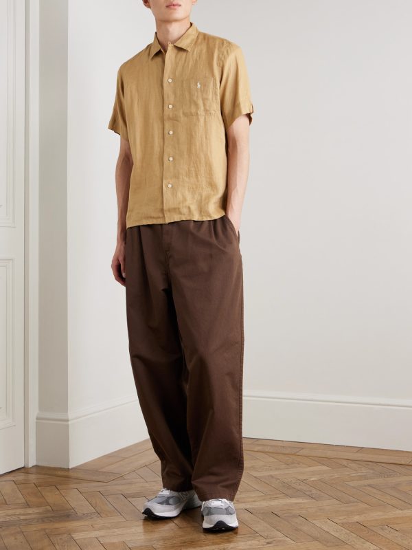 Clady Logo-Embroidered Linen Shirt - OU Clady Logo-Embroidered Linen Shirt - OU