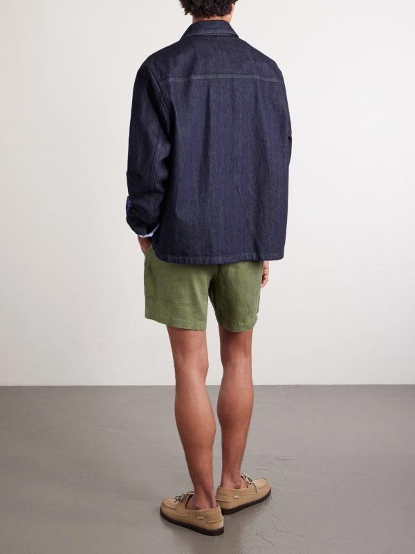 Straight-Leg Linen Drawstring Shorts - BK Straight-Leg Linen Drawstring Shorts - BK