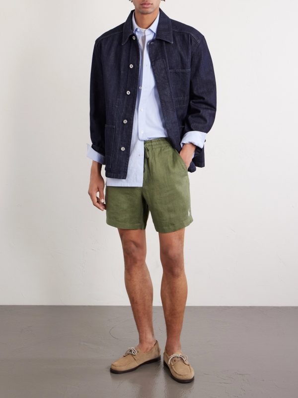 Straight-Leg Linen Drawstring Shorts - OU Straight-Leg Linen Drawstring Shorts - OU