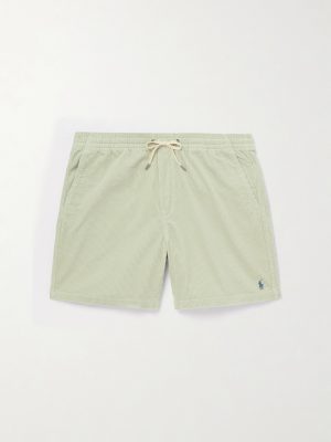 Straight-Leg Logo-Embroidered Cotton-Corduroy Drawstring Shorts Straight-Leg Logo-Embroidered Cotton-Corduroy Drawstring Shorts