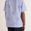 Convertible-Collar Logo-Embroidered Patchwork Cotton-Seersucker Shirt - BK