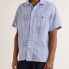 Convertible-Collar Logo-Embroidered Patchwork Cotton-Seersucker Shirt - FR