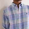 Button-Down Collar Logo-Embroidered Checked Linen Shirt - CU Button-Down Collar Logo-Embroidered Checked Linen Shirt - CU