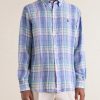 Button-Down Collar Logo-Embroidered Checked Linen Shirt - FR Button-Down Collar Logo-Embroidered Checked Linen Shirt - FR