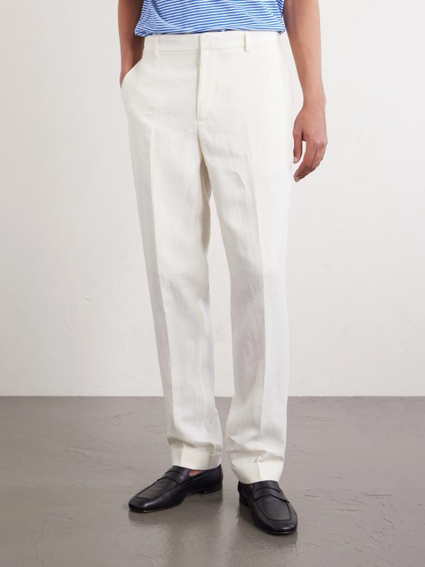 Straight-Leg Linen Trousers - FR