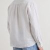 Grandad-Collar Pinstriped Linen Shirt - BK Grandad-Collar Pinstriped Linen Shirt - BK