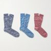 Three-Pack Crochet-Knit Cotton-Blend Socks Three-Pack Crochet-Knit Cotton-Blend Socks