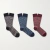 Three-Pack Crochet-Knit Cotton-Blend Socks Three-Pack Crochet-Knit Cotton-Blend Socks