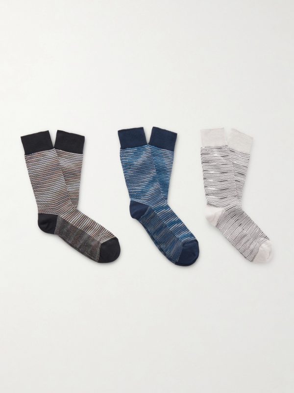 Three-Pack Cotton-Blend Socks