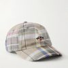 Logo-Embroidered Checked Wool and Linen-Blend Cap Logo-Embroidered Checked Wool and Linen-Blend Cap