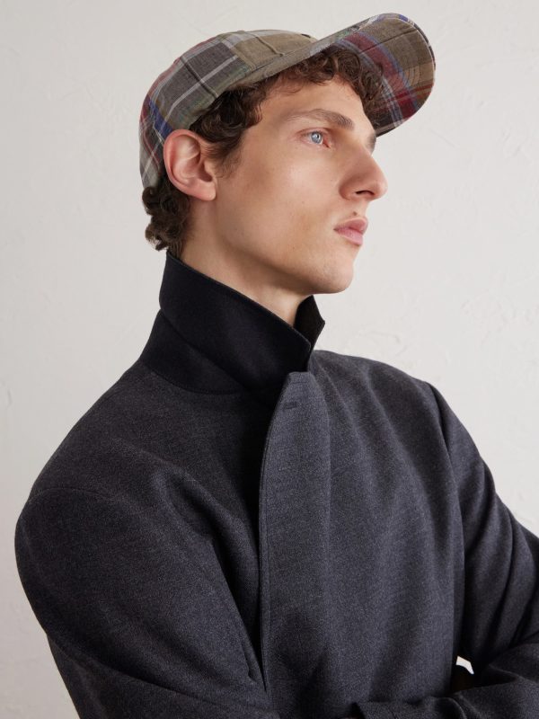 Logo-Embroidered Checked Wool and Linen-Blend Cap - OU Logo-Embroidered Checked Wool and Linen-Blend Cap - OU