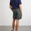 Straight-Leg Pleated Checked Cotton and Linen-Blend Seersucker Shorts - BK Straight-Leg Pleated Checked Cotton and Linen-Blend Seersucker Shorts - BK