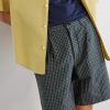Straight-Leg Pleated Checked Cotton and Linen-Blend Seersucker Shorts - E1 Straight-Leg Pleated Checked Cotton and Linen-Blend Seersucker Shorts - E1