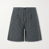 Straight-Leg Pleated Checked Cotton and Linen-Blend Seersucker Shorts Straight-Leg Pleated Checked Cotton and Linen-Blend Seersucker Shorts