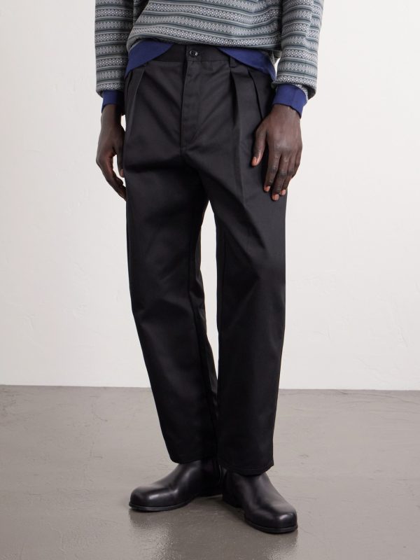 Straight-Leg Pleated Twill Trousers - FR