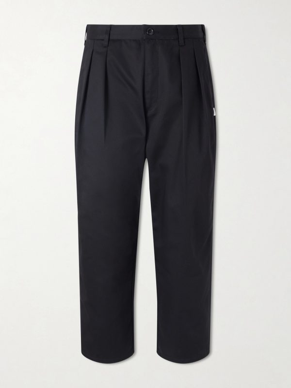 Straight-Leg Pleated Twill Trousers