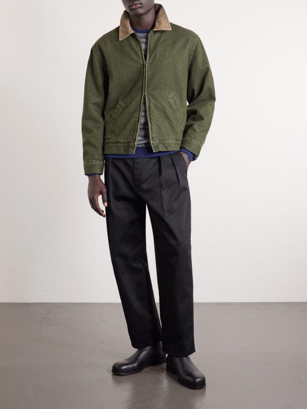 Straight-Leg Pleated Twill Trousers - OU