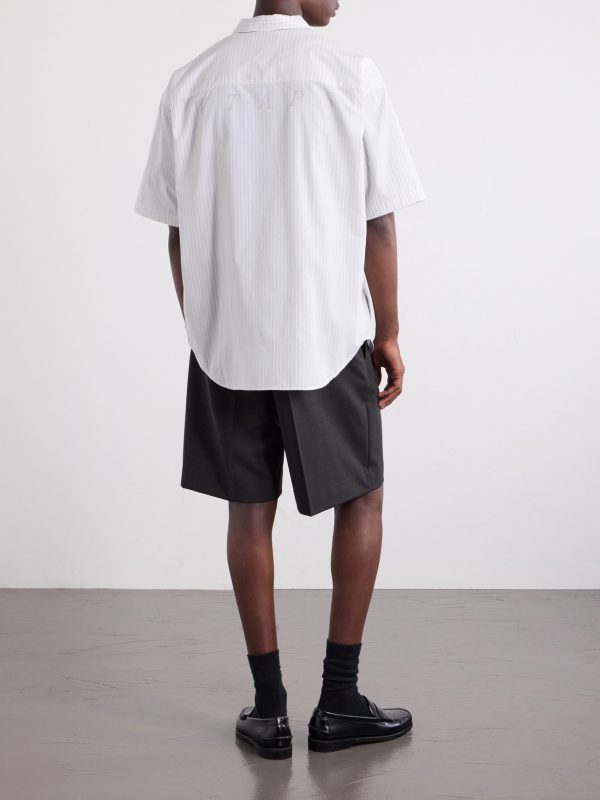 Logo-Appliquéd Striped Poplin Shirt - BK Logo-Appliquéd Striped Poplin Shirt - BK