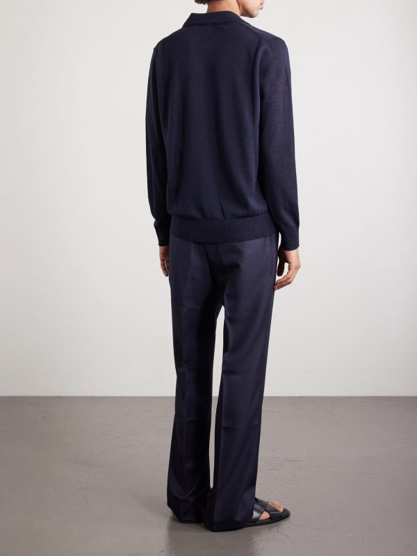 Silk and Cashmere-Blend Polo Sweater - BK Silk and Cashmere-Blend Polo Sweater - BK