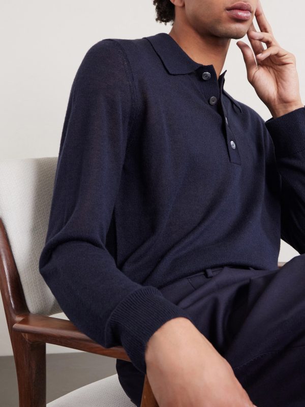 Silk and Cashmere-Blend Polo Sweater - CU Silk and Cashmere-Blend Polo Sweater - CU
