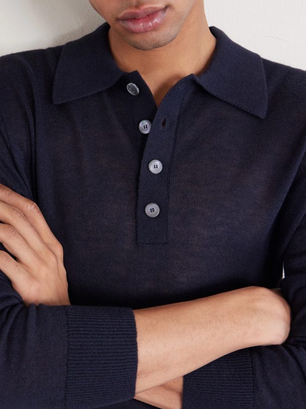 Silk and Cashmere-Blend Polo Sweater - E1 Silk and Cashmere-Blend Polo Sweater - E1