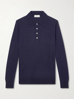 Silk and Cashmere-Blend Polo Sweater