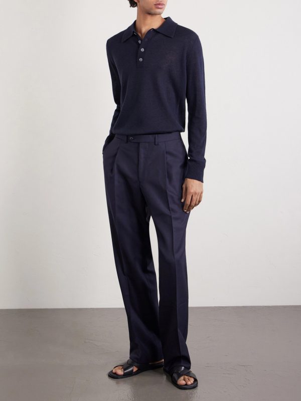 Silk and Cashmere-Blend Polo Sweater - OU Silk and Cashmere-Blend Polo Sweater - OU