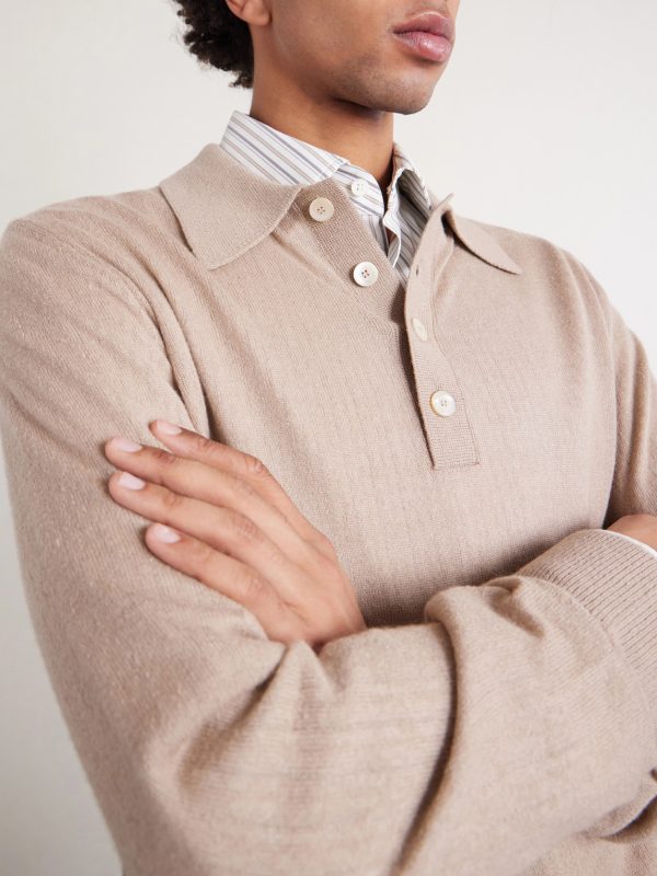 SIlk and Cashmere-Blend Polo Sweater - CU SIlk and Cashmere-Blend Polo Sweater - CU