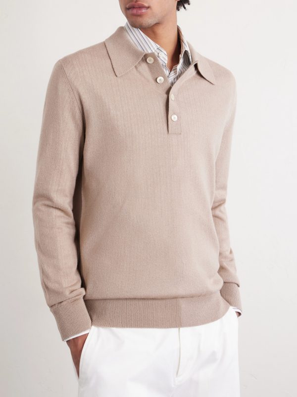 SIlk and Cashmere-Blend Polo Sweater - FR SIlk and Cashmere-Blend Polo Sweater - FR