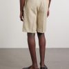 Straight-Leg Linen Bermuda Shorts - BK Straight-Leg Linen Bermuda Shorts - BK