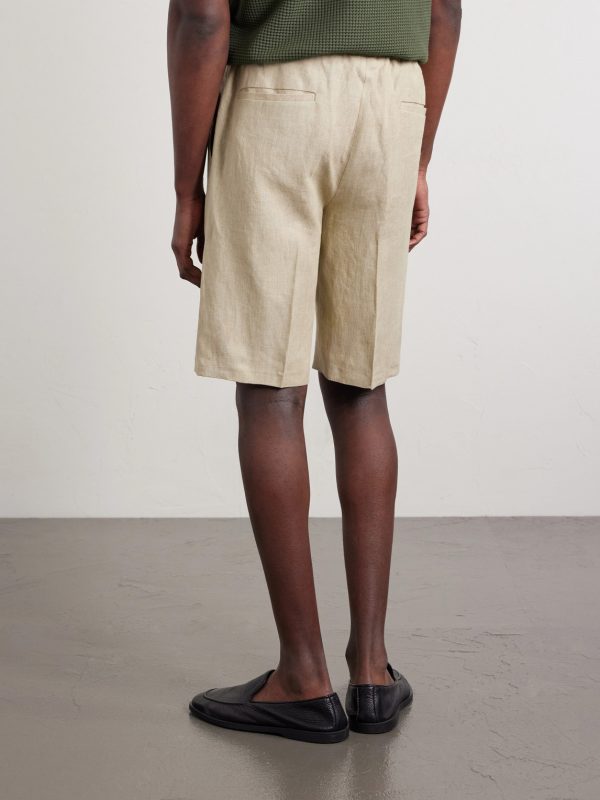 Straight-Leg Linen Bermuda Shorts - BK Straight-Leg Linen Bermuda Shorts - BK