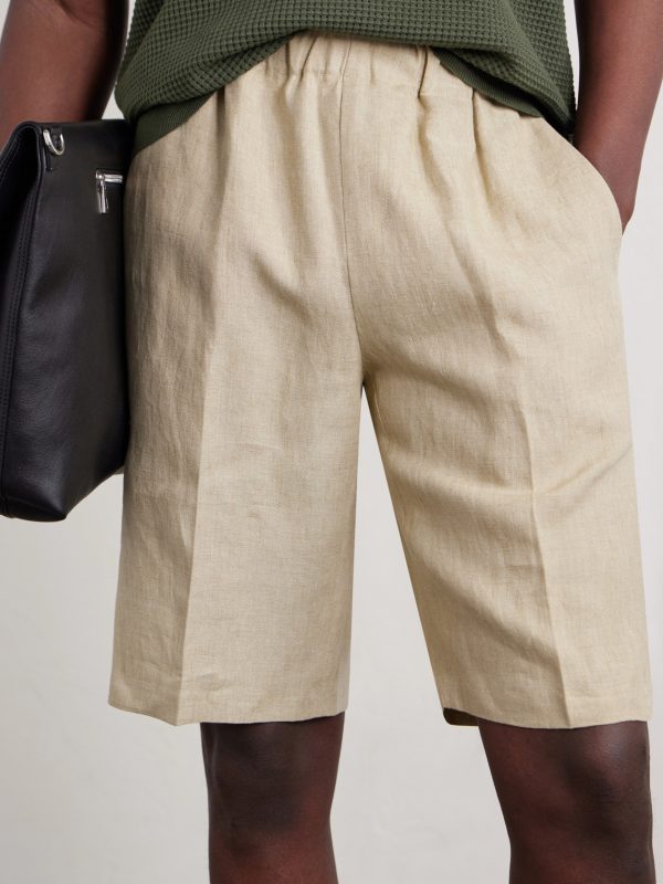 Straight-Leg Linen Bermuda Shorts - CU Straight-Leg Linen Bermuda Shorts - CU