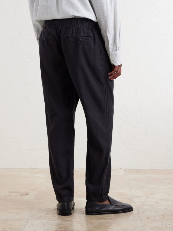 Straight-Leg Linen-Blend Canvas Drawstring Trousers - BK Straight-Leg Linen-Blend Canvas Drawstring Trousers - BK