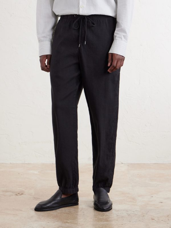 Straight-Leg Linen-Blend Canvas Drawstring Trousers - FR Straight-Leg Linen-Blend Canvas Drawstring Trousers - FR