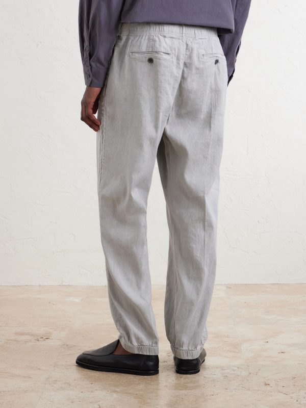 Straight-Leg Linen-Blend Canvas Drawstring Trousers - BK Straight-Leg Linen-Blend Canvas Drawstring Trousers - BK