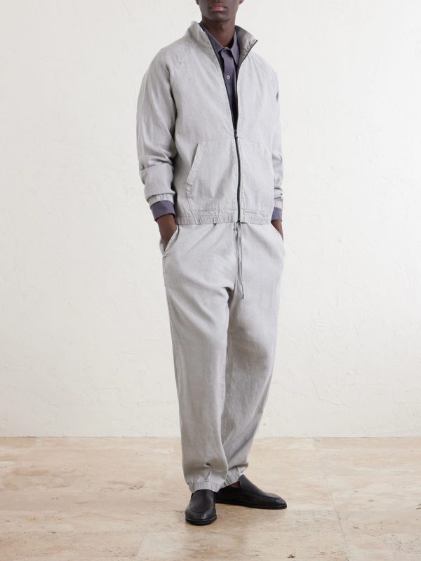 Straight-Leg Linen-Blend Canvas Drawstring Trousers - OU Straight-Leg Linen-Blend Canvas Drawstring Trousers - OU