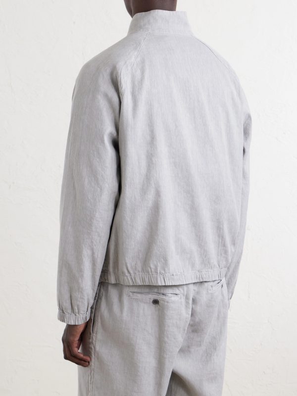 Linen-Blend Blouson Jacket - BK
