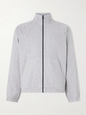 Linen-Blend Blouson Jacket