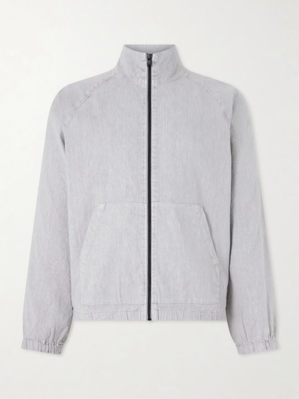 Linen-Blend Blouson Jacket