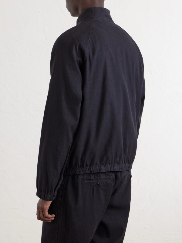 Linen-Blend Blouson Jacket - BK