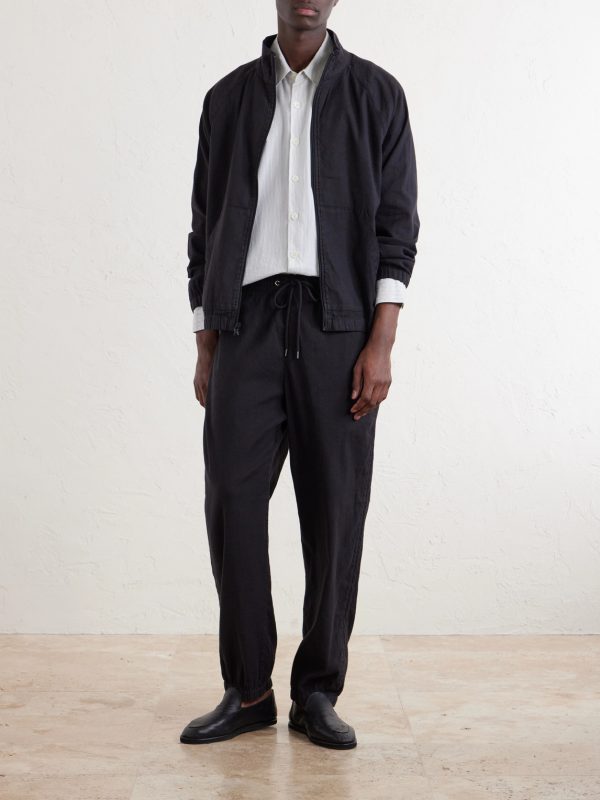 Linen-Blend Blouson Jacket - OU
