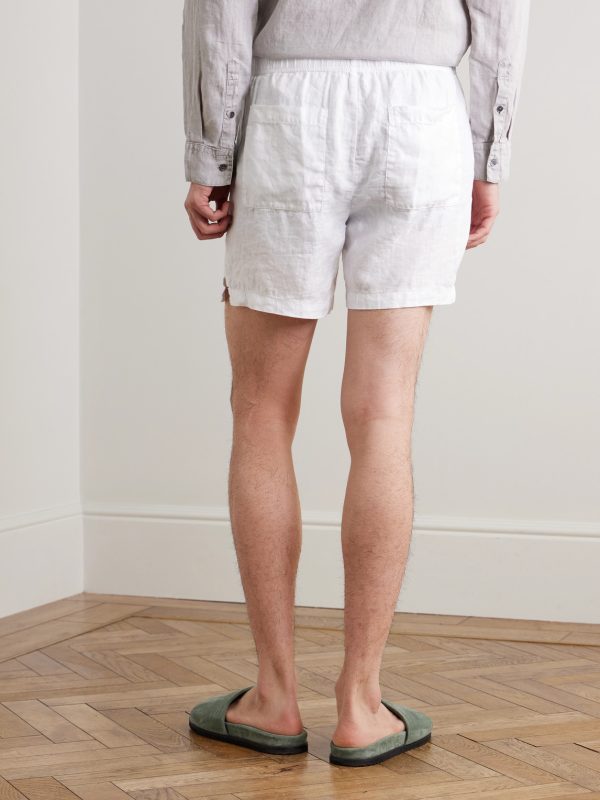 Straight-Leg Garment-Dyed Linen Drawstring Shorts - BK Straight-Leg Garment-Dyed Linen Drawstring Shorts - BK